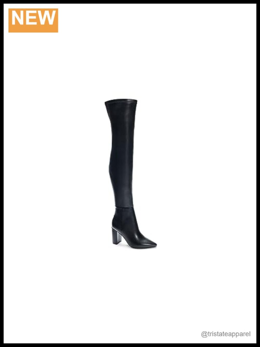 Faux Leather Pull-On Thigh-High Boots Block Heel